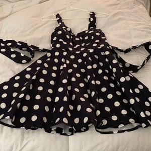 Venus Blue and White polka dot dress